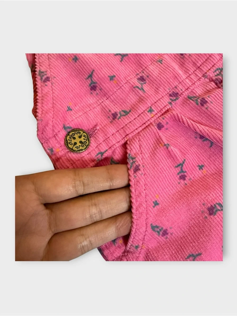 OshKosh B’gosh Floral Pattern Pinn Corduroy Overalls